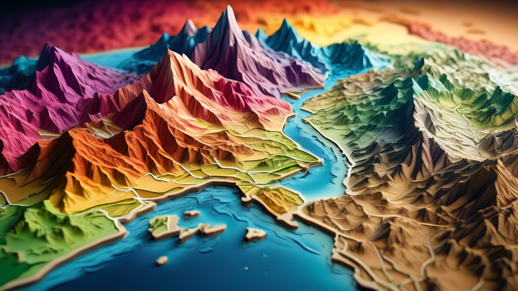 DALL-E prompt: A highly detailed, photorealistic 3D relief map of the Earth, showcasing diverse terrain including mountains, valleys, deserts, and oceans, with a vibrant color palette and dramatic lig