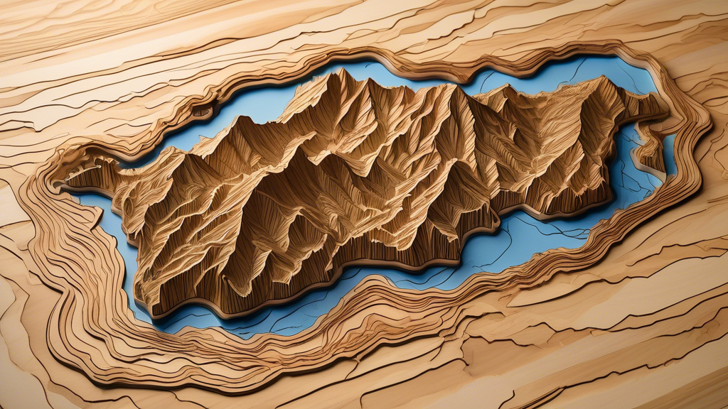 Here is a DALL-E prompt for an image relating to that article title:

A highly detailed, three-dimensional raised relief map of the Blue Ridge Mountains, crafted from layers of precision-cut wood stai