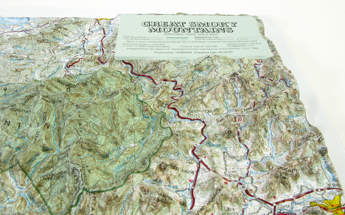 1983 Great Smoky Mountains National Park 3D good Raised Relief Topographical Map Vtg