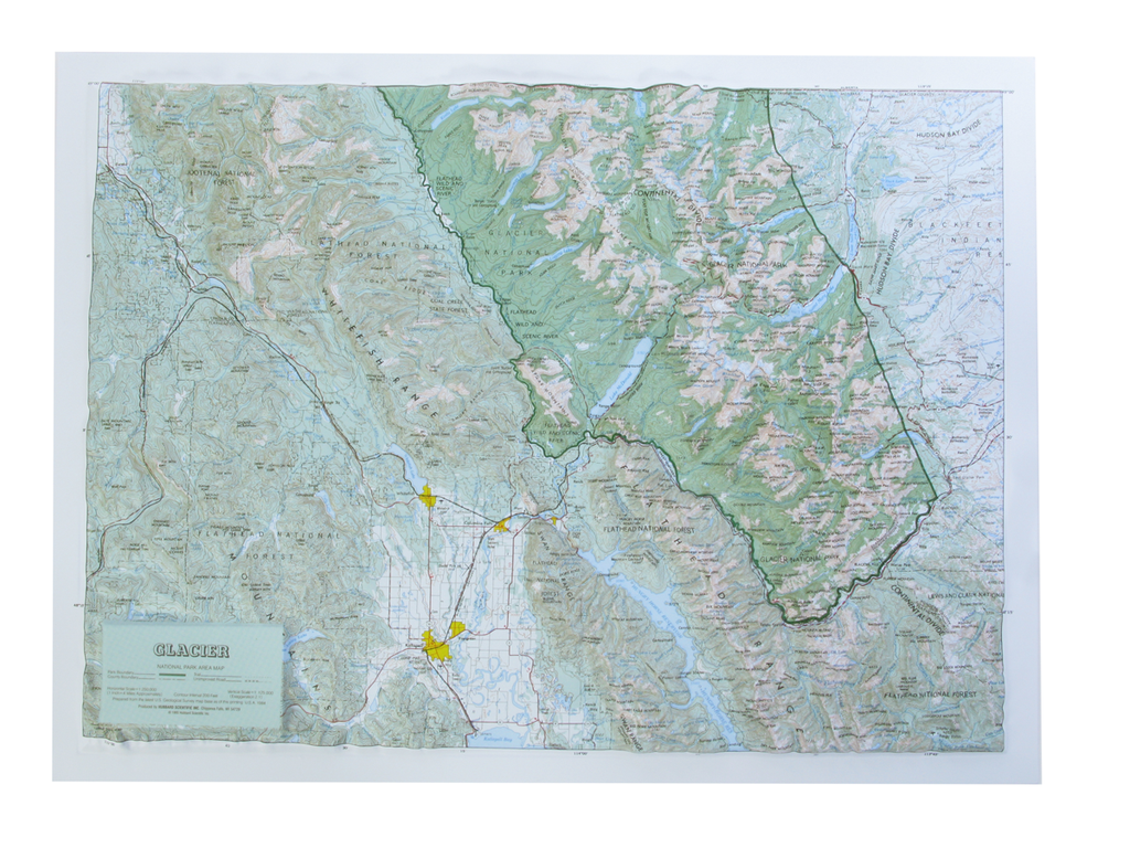 Glacier National Park Raised Relief Three Dimensional 3D Map