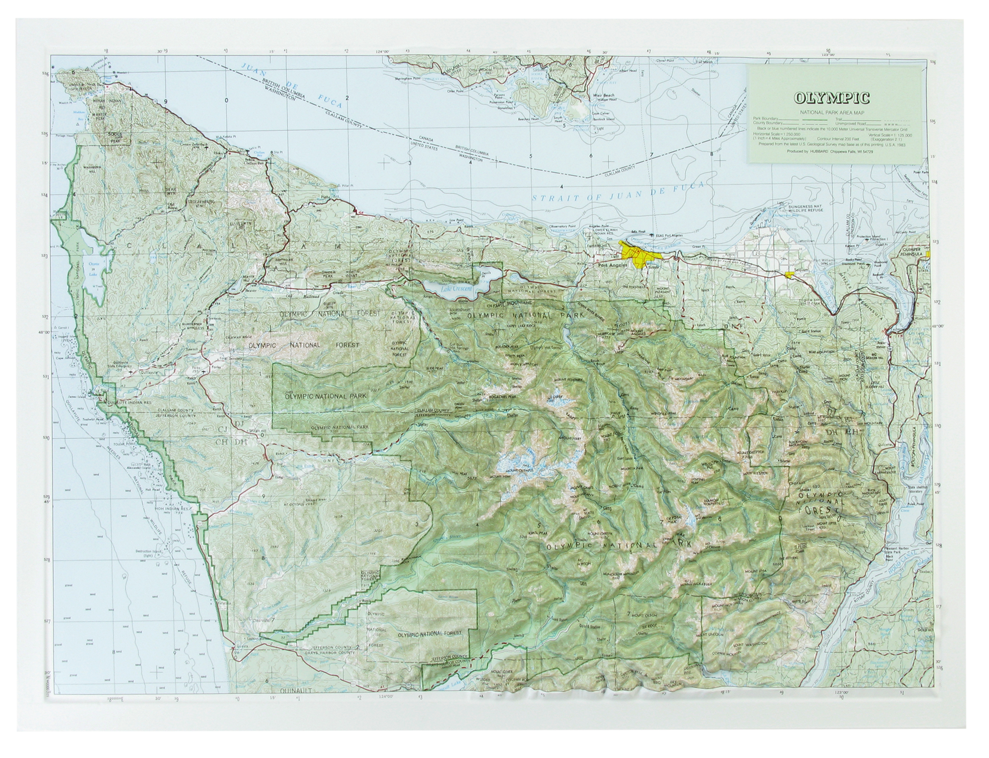 Olympic National Park Raised Relief Three Dimensional 3D Map