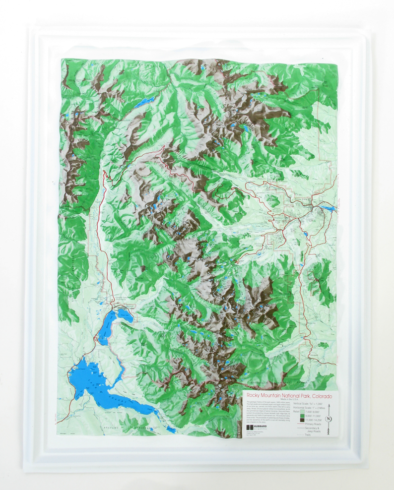 Rocky Mountain S-Series National Park Raised Relief Three Dimensional 3D Map