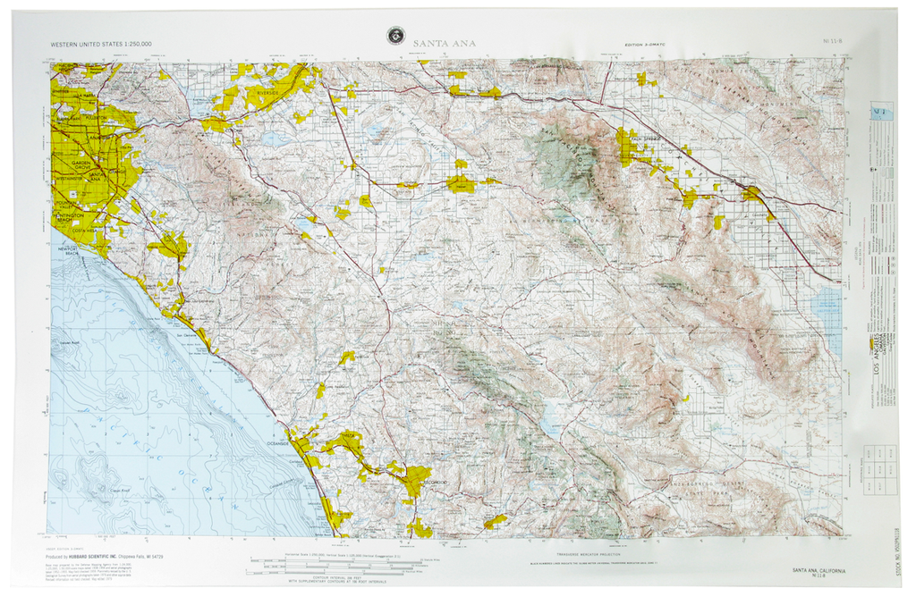 Santa Ana USGS Regional Raised Relief Three Dimensional 3D map