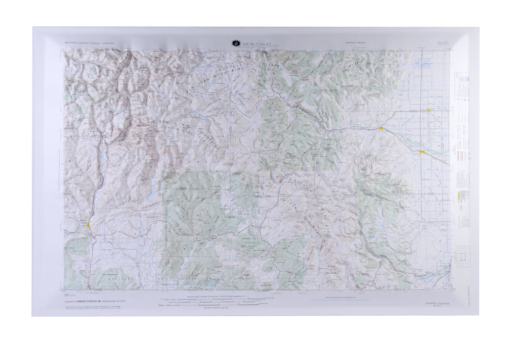 Durango USGS Regional Raised Relief Three Dimensional 3D map