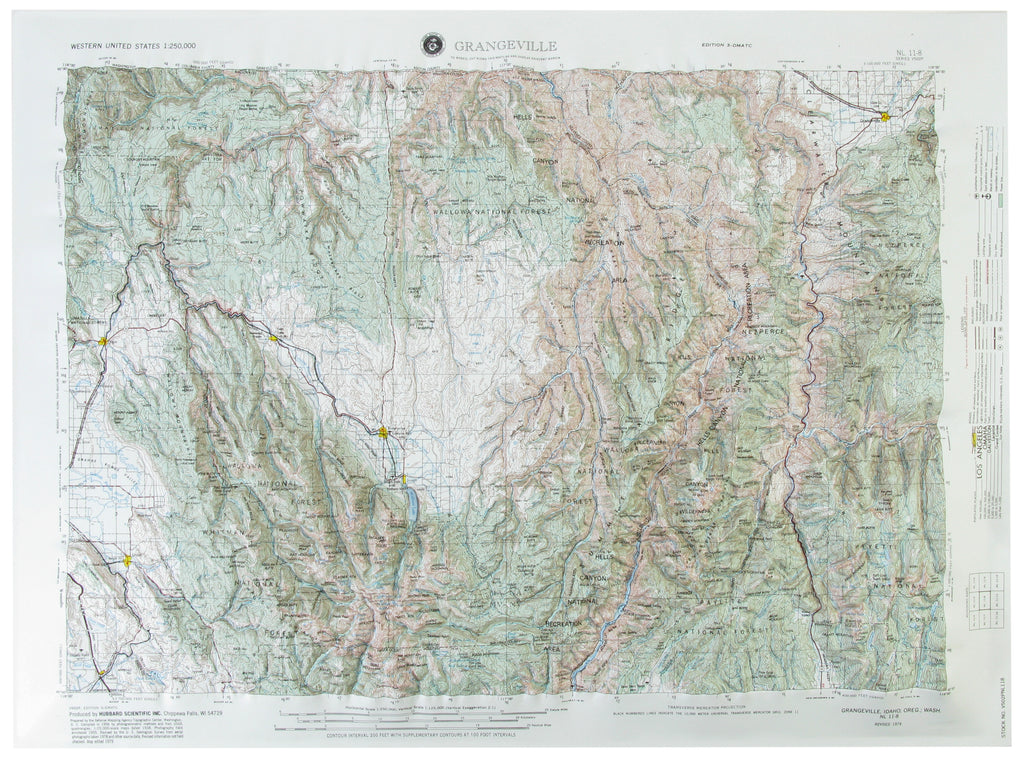 Grangeville USGS Regional Raised Relief Three Dimensional 3D map