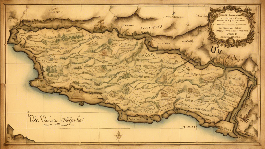 Here is a potential DALL-E prompt for an image related to The Historic Roads of Virginia:

An aged map of Virginia from the Colonial era, with winding dirt roads traced across the rolling hills and fo