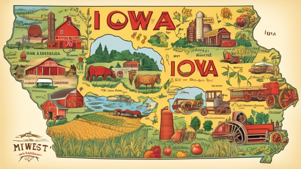 Here is a DALL-E prompt for an image related to the article title Iowa State Map: Explore the Heart of the Midwest:

A colorful and detailed illustrated map of the state of Iowa, showing major cities,