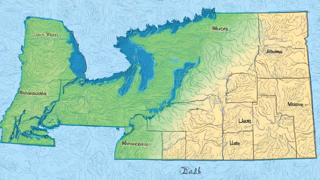 Here is a potential DALL-E prompt for an image related to the article title Exploring the Land of 10,000 Lakes: A Map of Minnesota:

A beautifully illustrated topographic map of the state of Minnesota