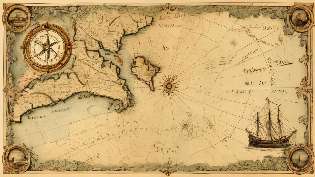Here's a potential DALL-E prompt for an image related to the article title Discovering the Delmarva: A Cartographic Journey Through Delaware:

A highly detailed antique-style map of the Delmarva Penin