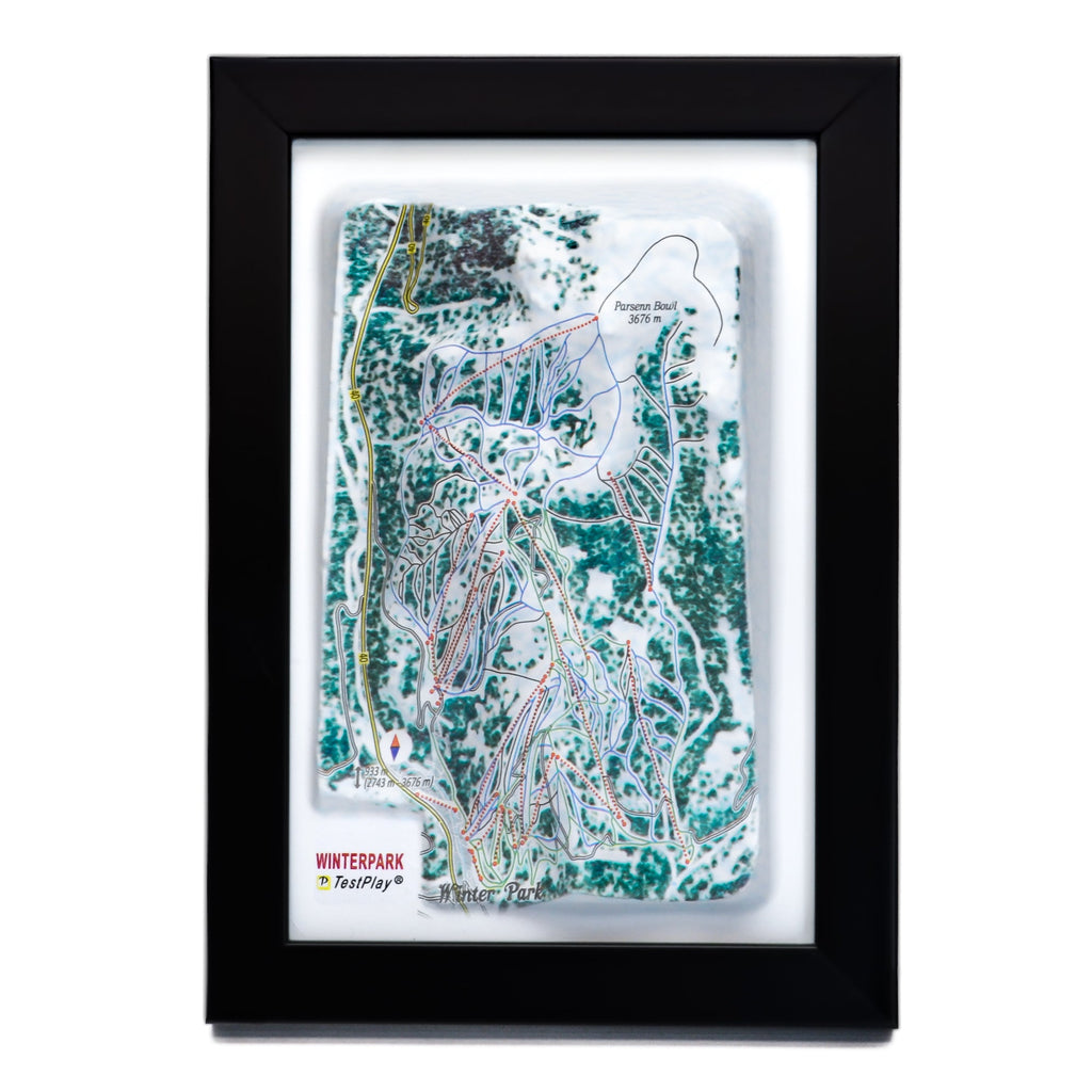 TestPlayNA 3D ski resort map of Winter Park showing varied terrain and lifts