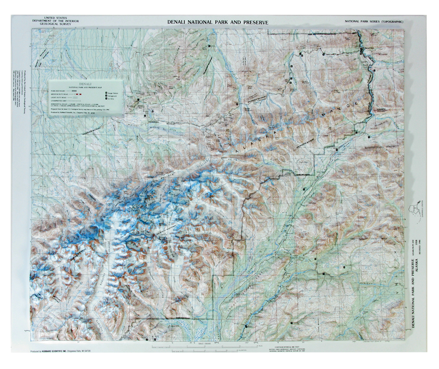 Denali National Park Raised Relief Three Dimensional 3D map