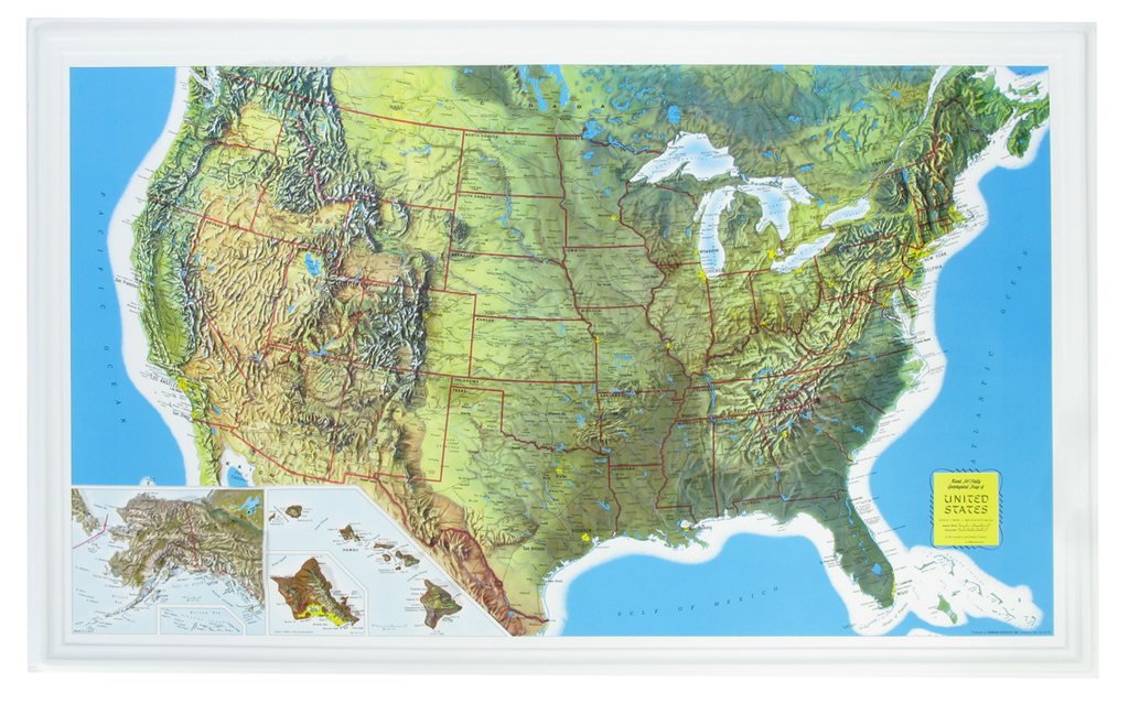 United States Raised Relief Three Dimensional 3D map