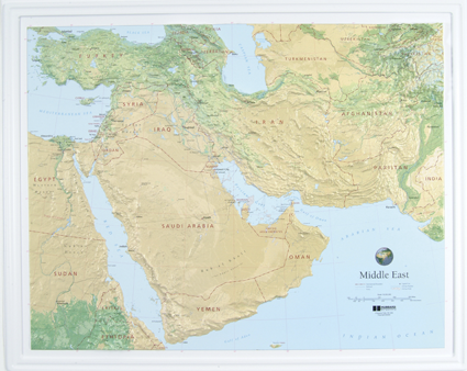 Middle East Raised Relief Three Dimensional 3D map
