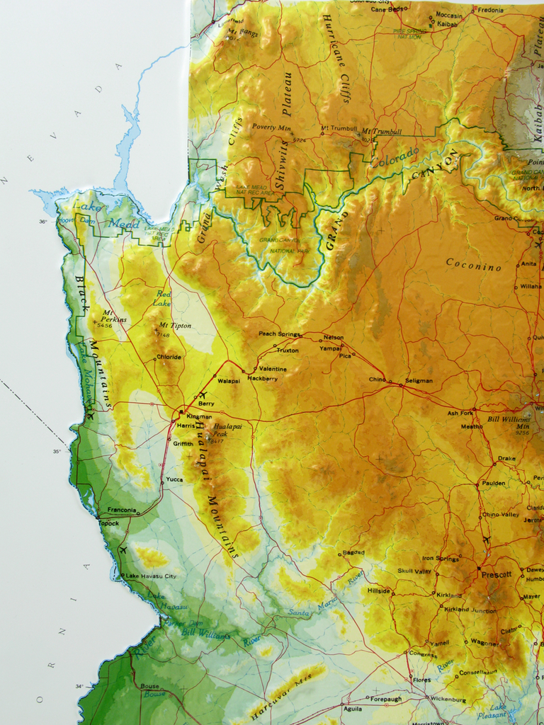 Arizona Raised Relief 3D map – RaisedRelief.com