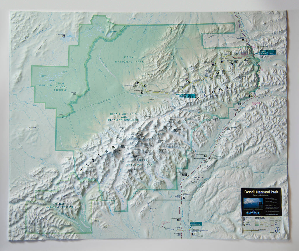 Denali National Park Three Dimensional 3D Raised Relief Map