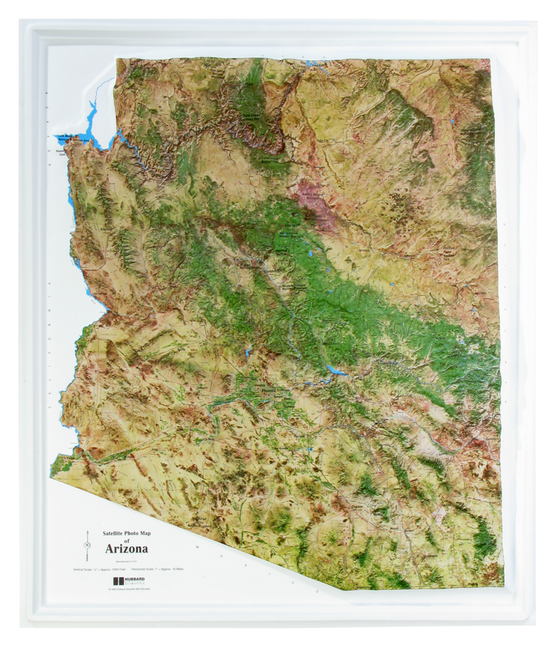 Arizona - Satelite Raised Relief Three Dimensional 3D map
