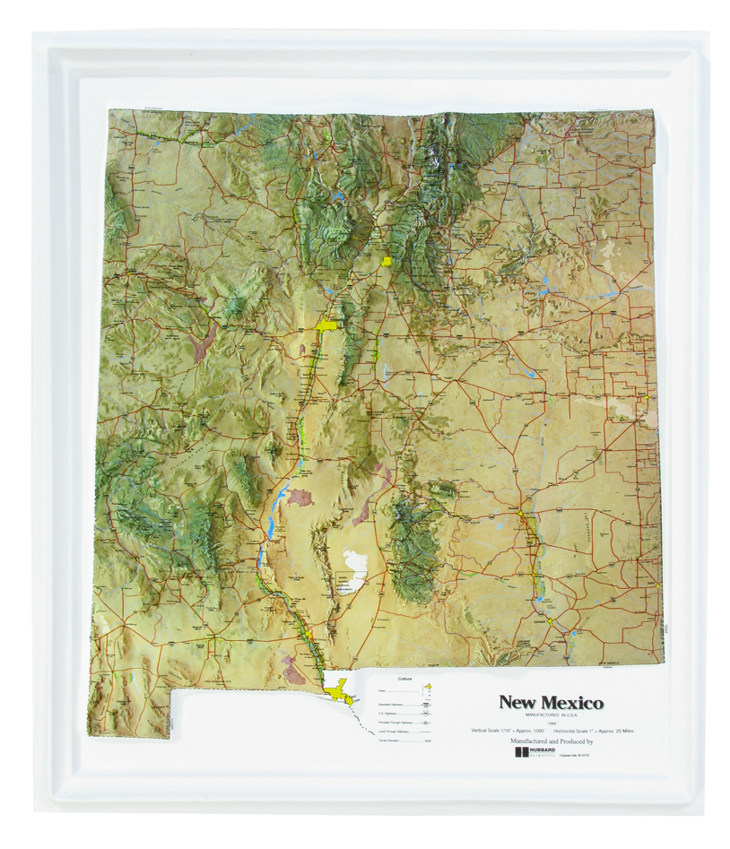 New Mexico - Natural Color Relief (NCR) Series Raised Relief Three Dimensional 3D map
