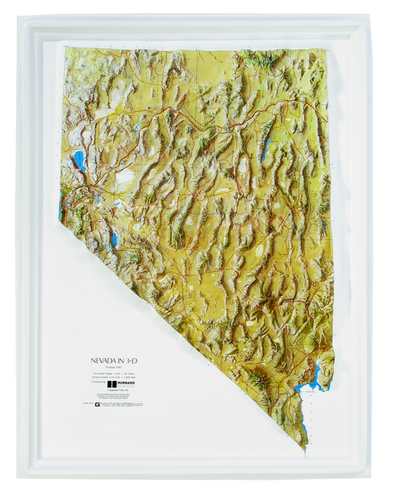 Nevada - Natural Color Relief (NCR) Series Raised Relief Three Dimensional 3D map