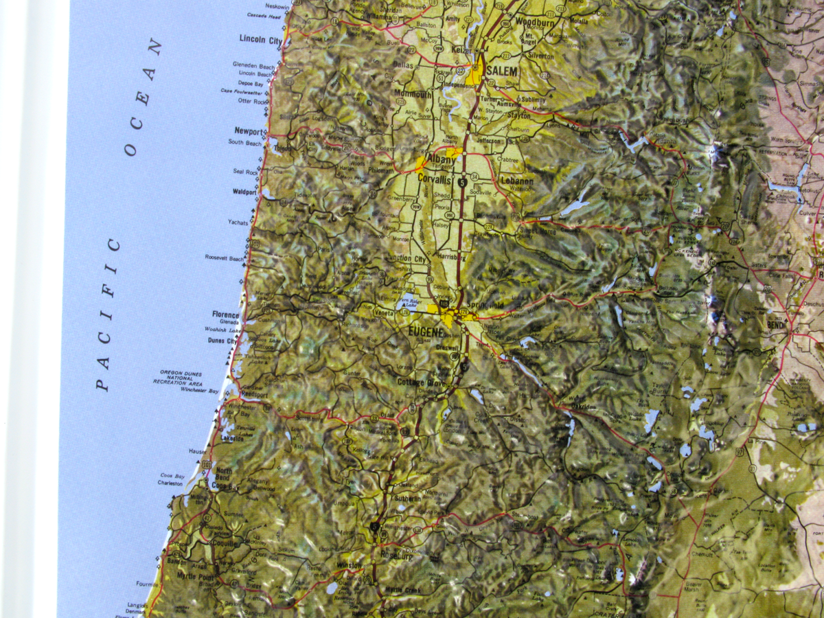 Oregon - Natural Color Relief (NCR) Series Raised Relief 3D map ...