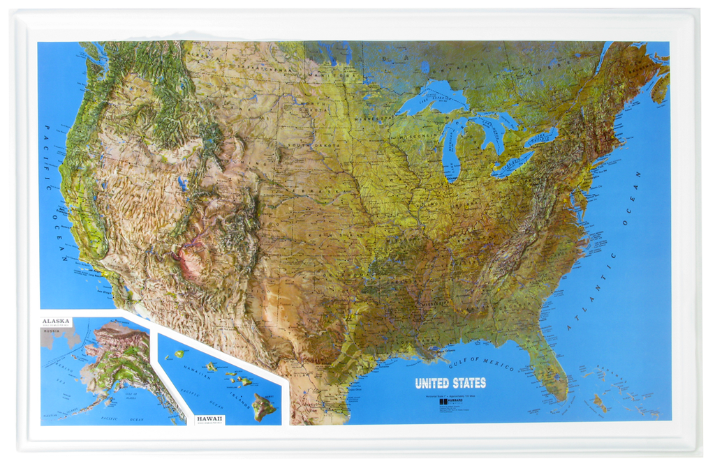 United States - Natural Color Relief (NCR) Series Raised Relief Three Dimensional 3D map