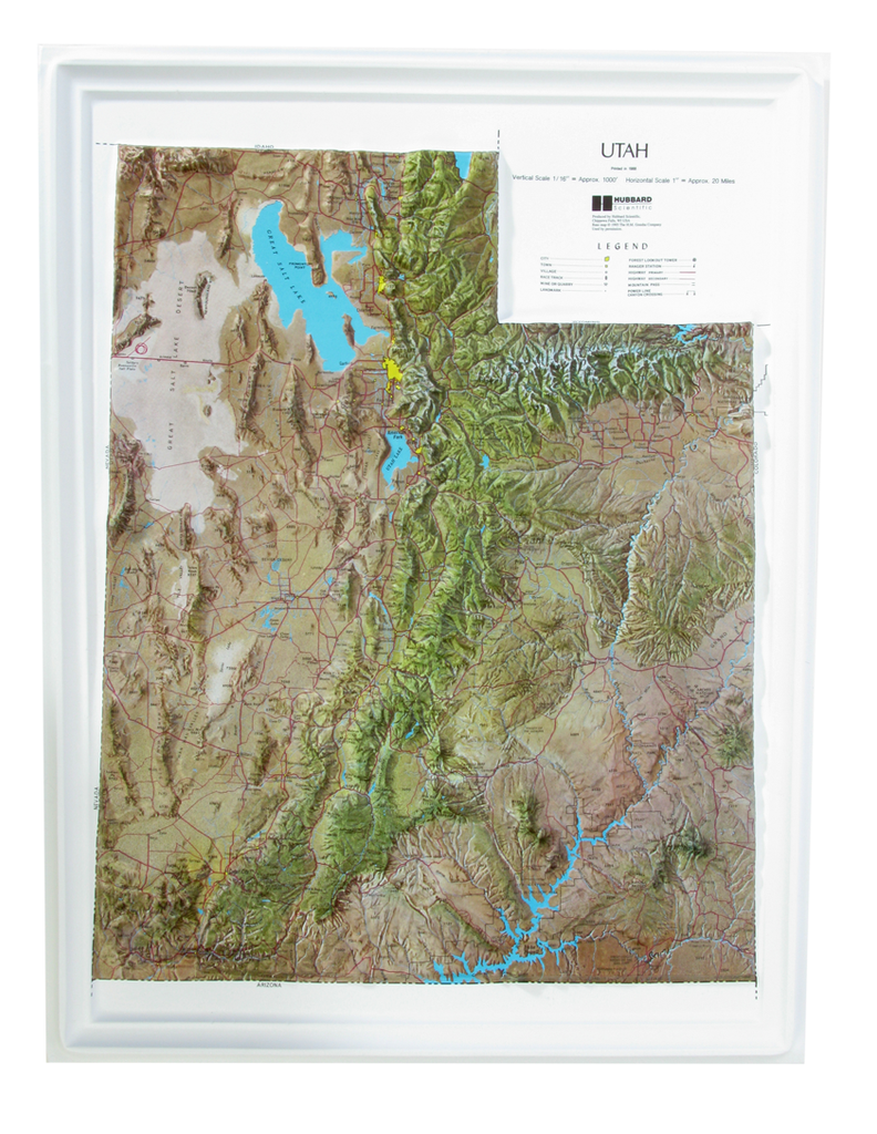 Utah - Natural Color Relief (NCR) Series Raised Relief Three Dimensional 3D map