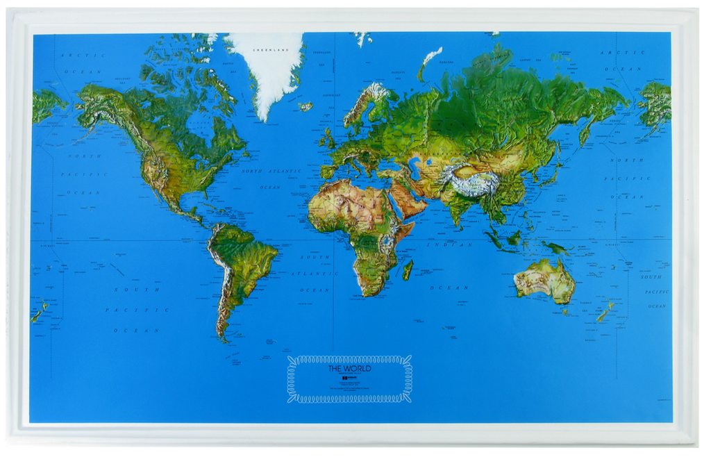 World - Natural Color Relief (NCR) Series Raised Relief Three Dimensional 3D map