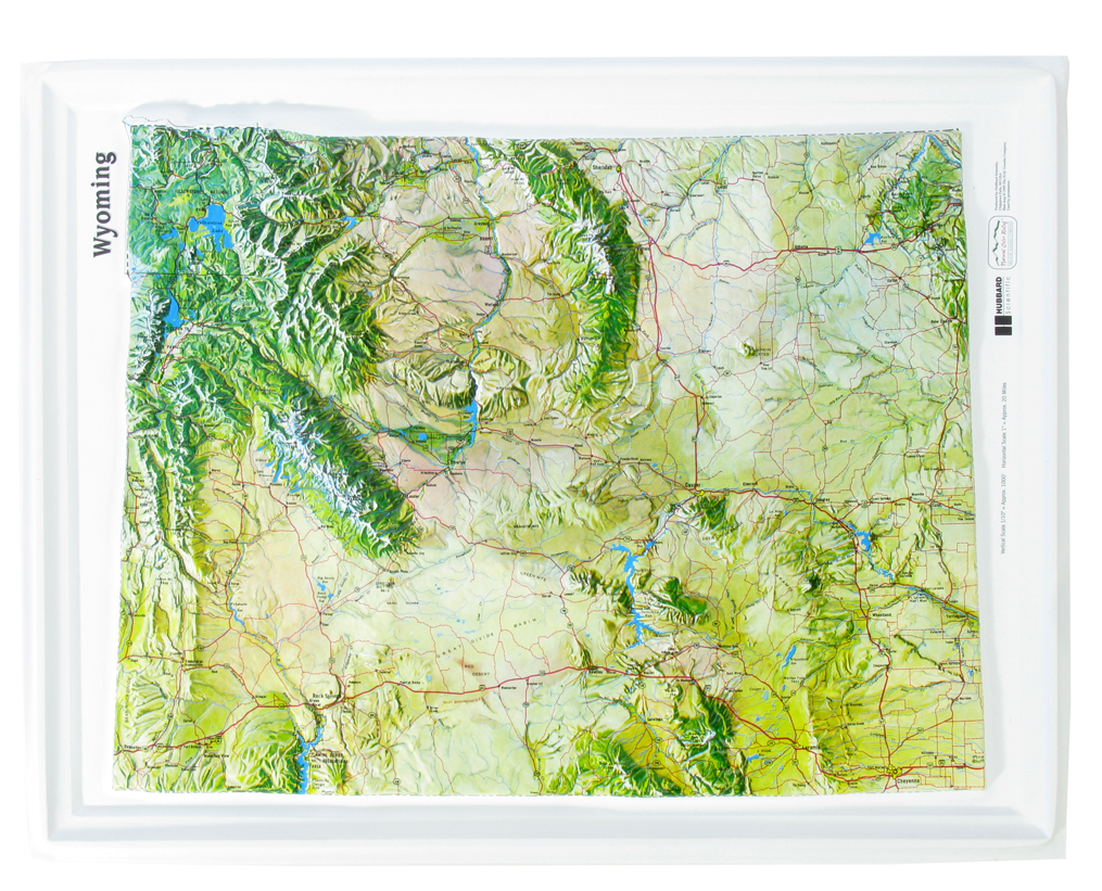 Wyoming - Natural Color Relief (NCR) Series Raised Relief Three Dimensional 3D map
