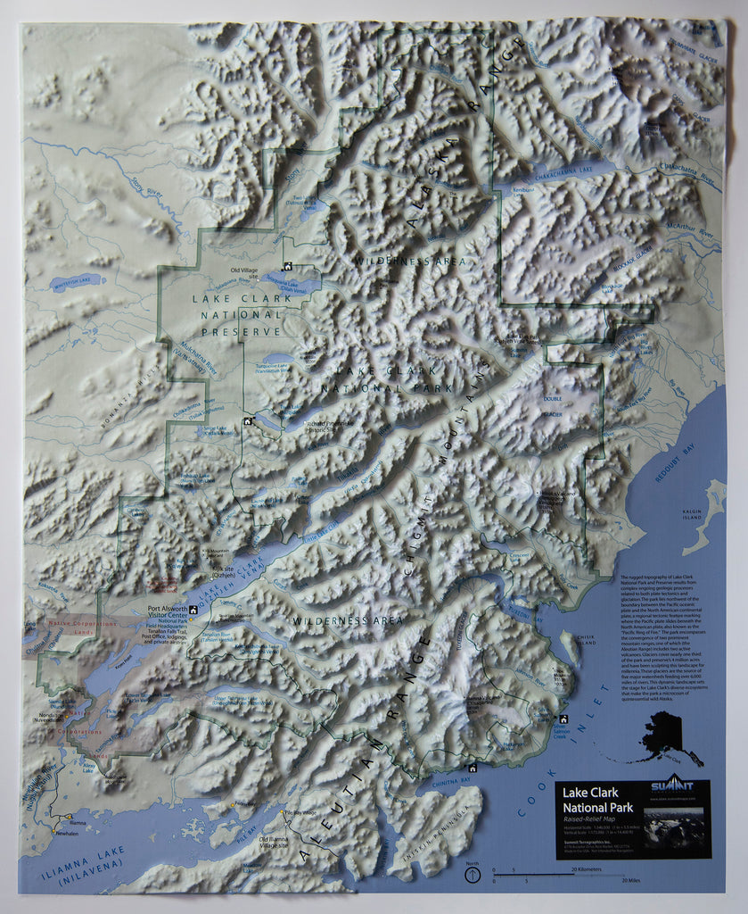 Lake Clark National Park Three Dimensional 3D Raised Relief Map