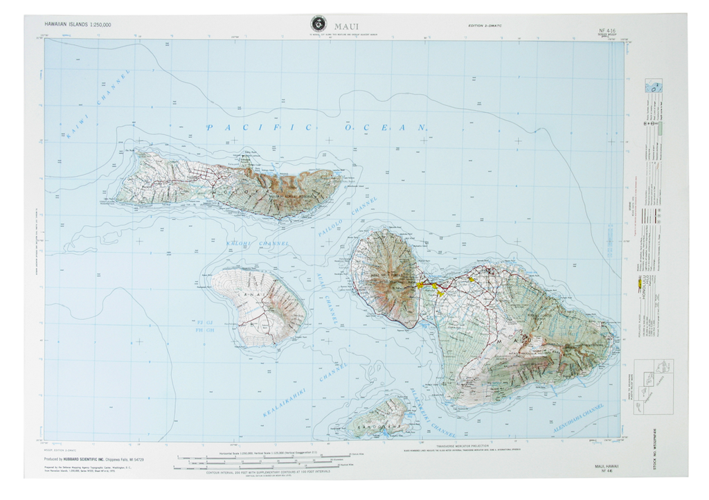 Maui USGS Regional Raised Relief Three Dimensional 3D map