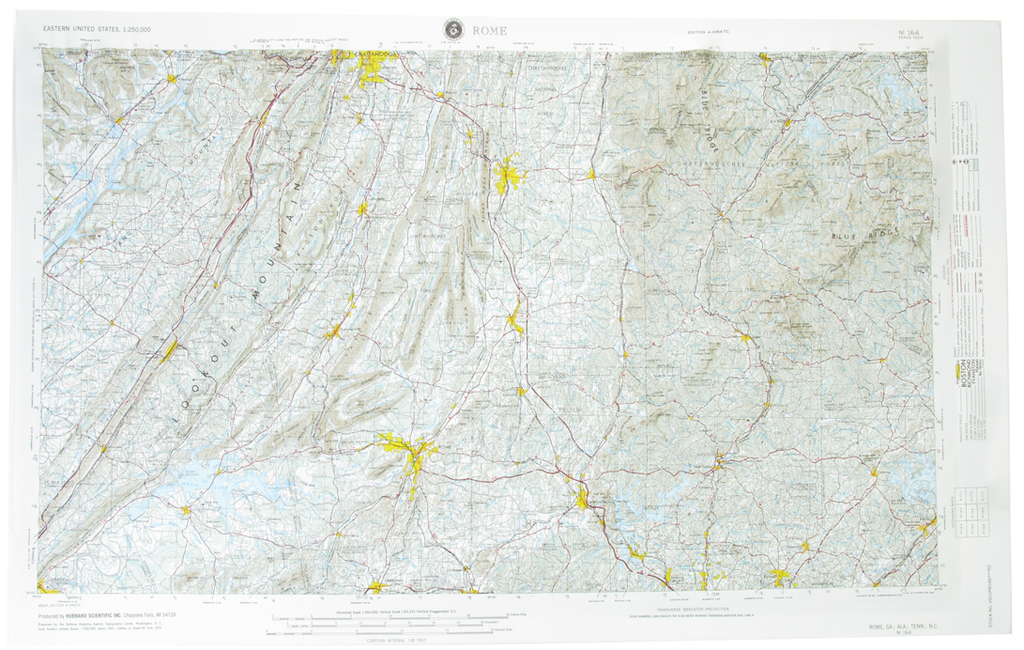 Rome USGS Regional Raised Relief Three Dimensional 3D map