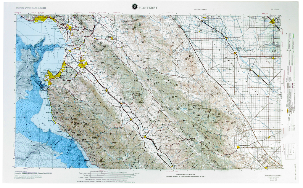 Monterey USGS Regional Raised Relief Three Dimensional 3D map
