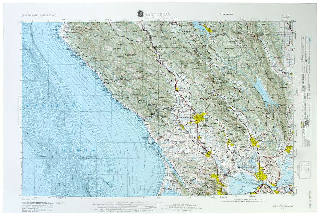 Santa Rosa USGS Regional Raised Relief Three Dimensional 3D map