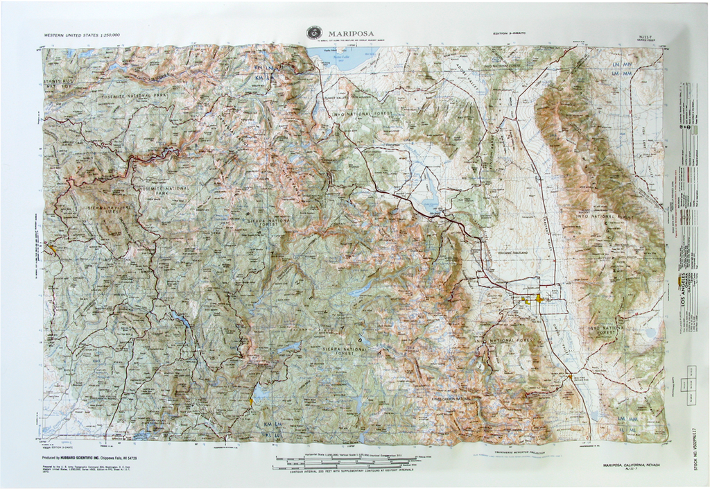 Mariposa USGS Regional Raised Relief Three Dimensional 3D map