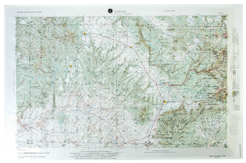 Cortez USGS Regional Raised Relief Three Dimensional 3D map