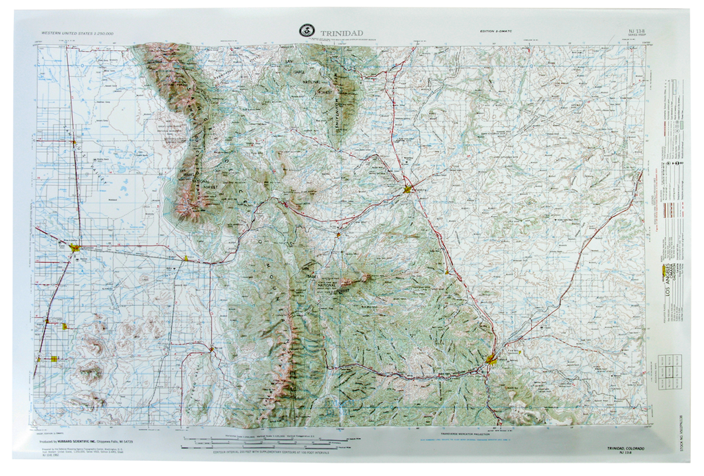 Trinidad USGS Regional Raised Relief Three Dimensional 3D map
