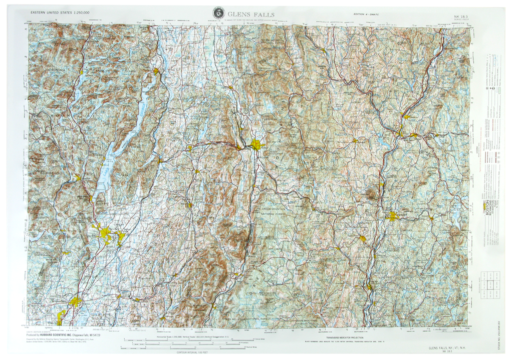 Glens Falls USGS Regional Raised Relief Three Dimensional 3D map