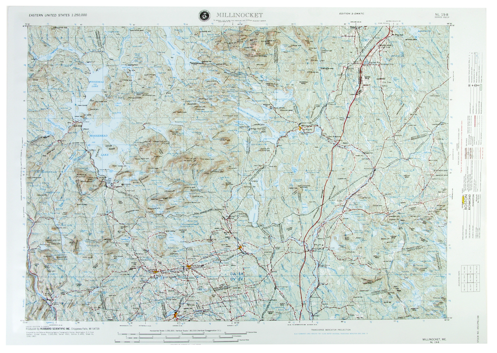 Millinocket USGS Regional Raised Relief Three Dimensional 3D map