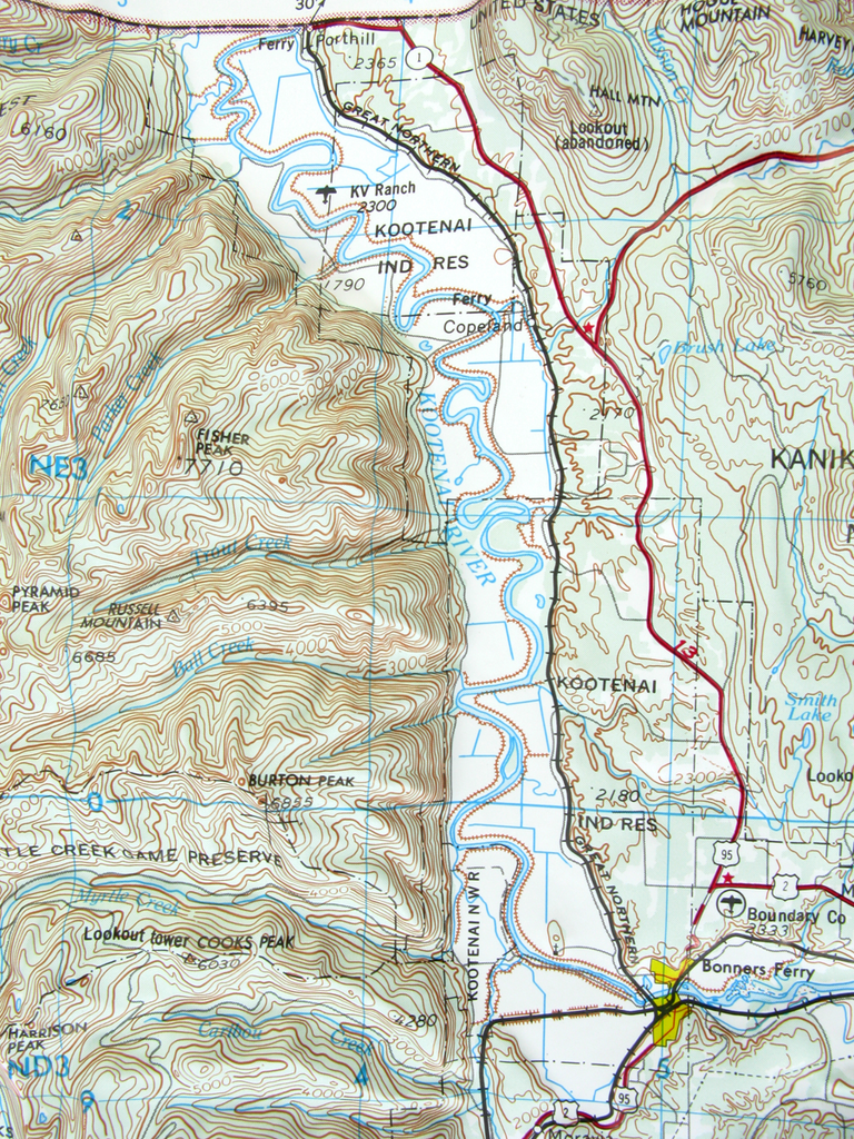 Sandpoint, WA, ID, shops MT, Hubbard Raised Relief Map