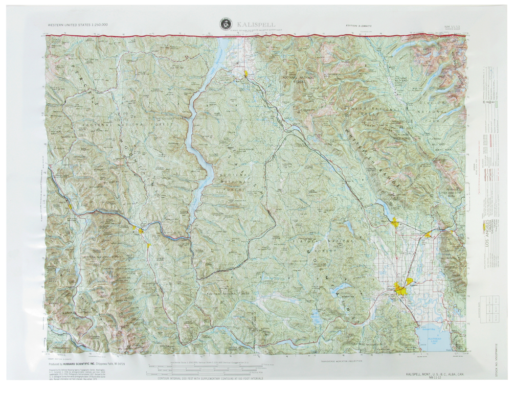 Kalispell USGS Regional Raised Relief Three Dimensional 3D map