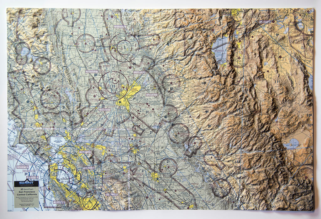 San Francisco/Tahoe Aerochart Three Dimensional 3D Raised Relief Map