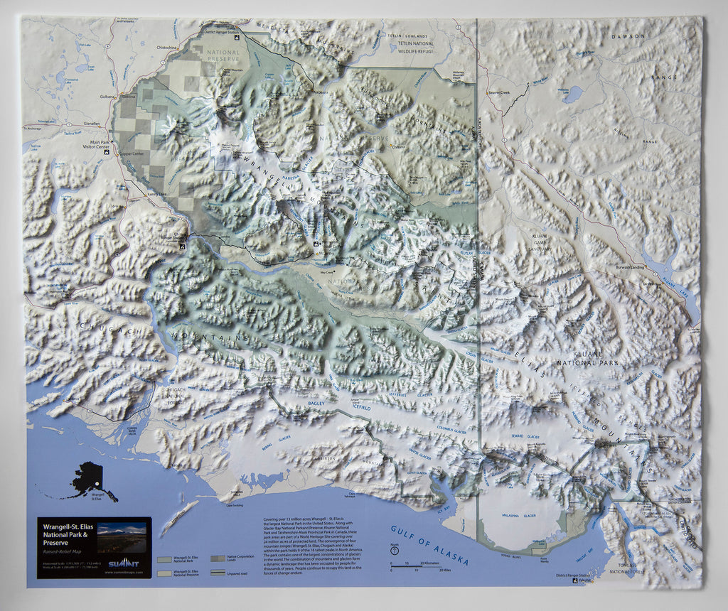 Wrangell-St Elias National Park Three Dimensional 3D Raised Relief Map