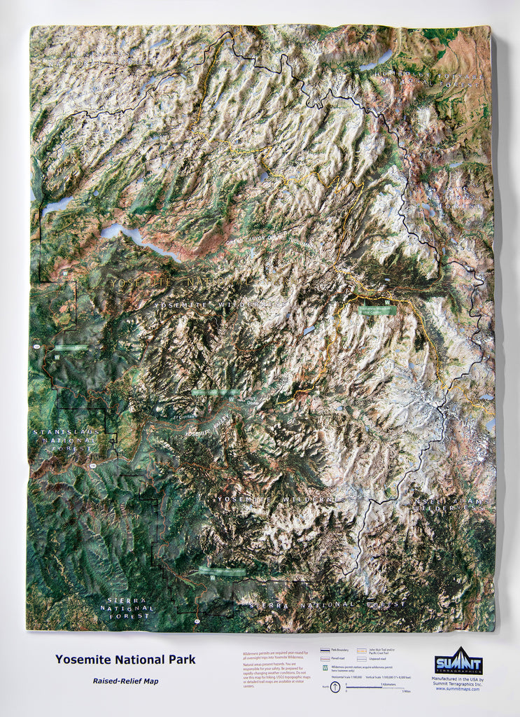 Yosemite National Park Satellite Image Three Dimensional 3D Raised Relief Map